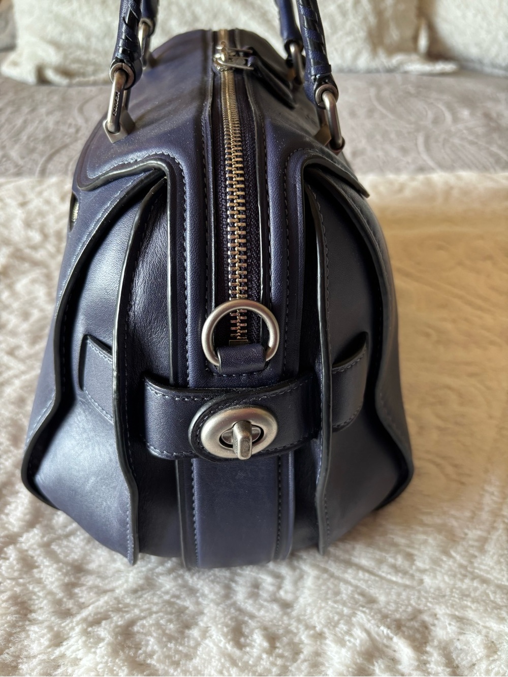 Coach Ace Satchel in Navy/Silver - Picture 10 of 16